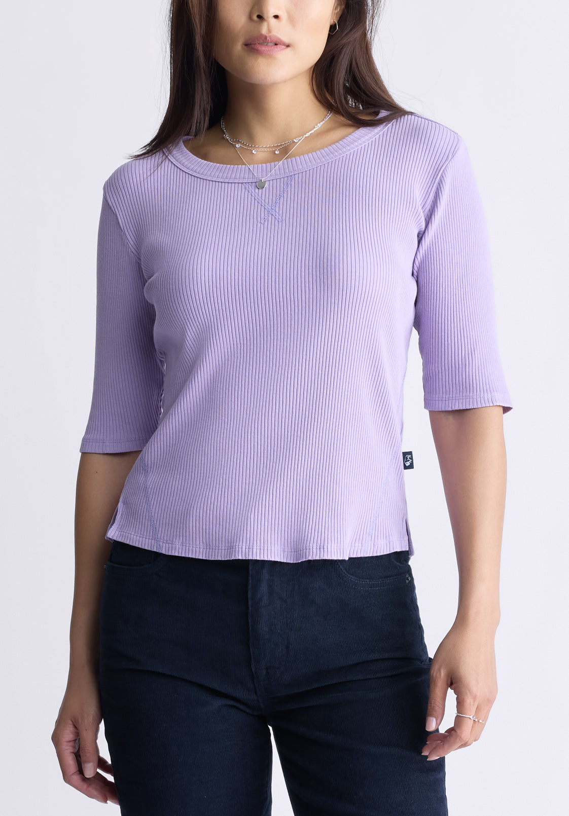 buffalo david bitton Tabbey Women's Elbow-Length Sleeve Ribbed Top Purple