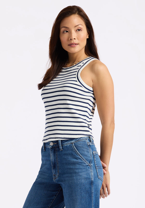 Buffalo David Bitton Regine Women's Ribbed Striped Tank Top color SODALITE BLUE