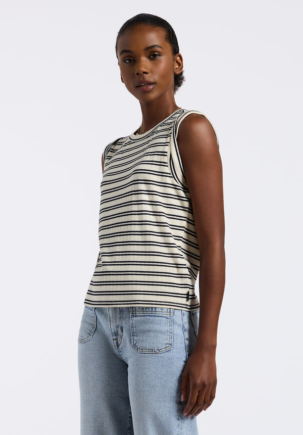 Buffalo David Bitton Elayne Women’s Striped Sleeveless Top color MARSHMALLOW