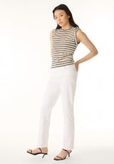 Elayne Women's Sleeveless Striped Top, Marshmallow - KT0180P