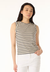Elayne Women's Sleeveless Striped Top, Marshmallow - KT0180P