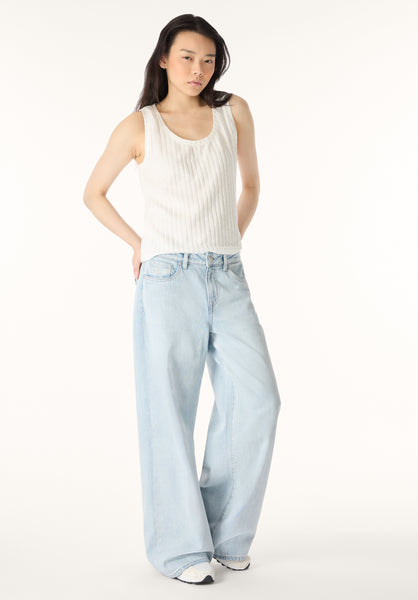 Thurryn Women's Textured Rib Knit Tank Top, Blanc - KT0192P