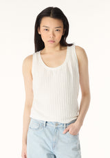 Thurryn Women's Textured Rib Knit Tank Top, Blanc - KT0192P