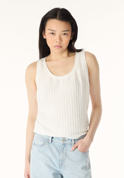 Thurryn Women's Textured Rib Knit Tank Top, Blanc - KT0192P