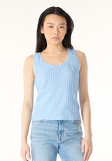 Thurryn Women's Textured Rib Knit Tank Top, Placid Blue - KT0192P