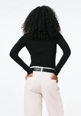 Mavra Women's Ribbed Turtleneck Top color BLACK