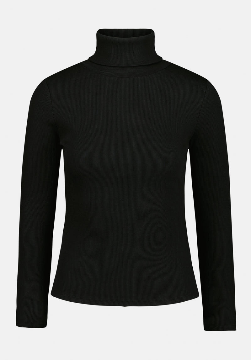 Mavra Women's Ribbed Turtleneck Top color BLACK