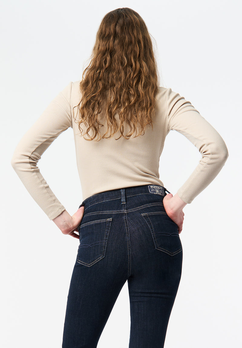 Mavra Women's Ribbed Turtleneck Top color OATMEAL