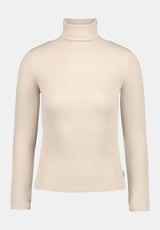 Mavra Women's Ribbed Turtleneck Top color OATMEAL