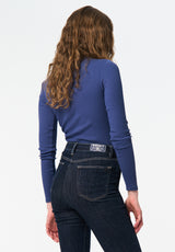 Mavra Women's Ribbed Turtleneck Top color OCEANA