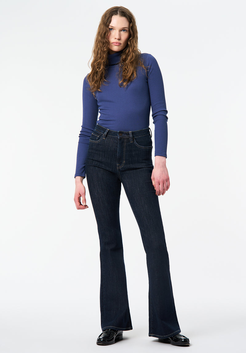 Mavra Women's Ribbed Turtleneck Top color OCEANA