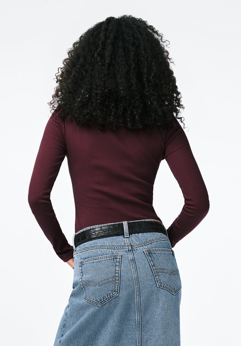 Mavra Women's Ribbed Turtleneck Top color FIG