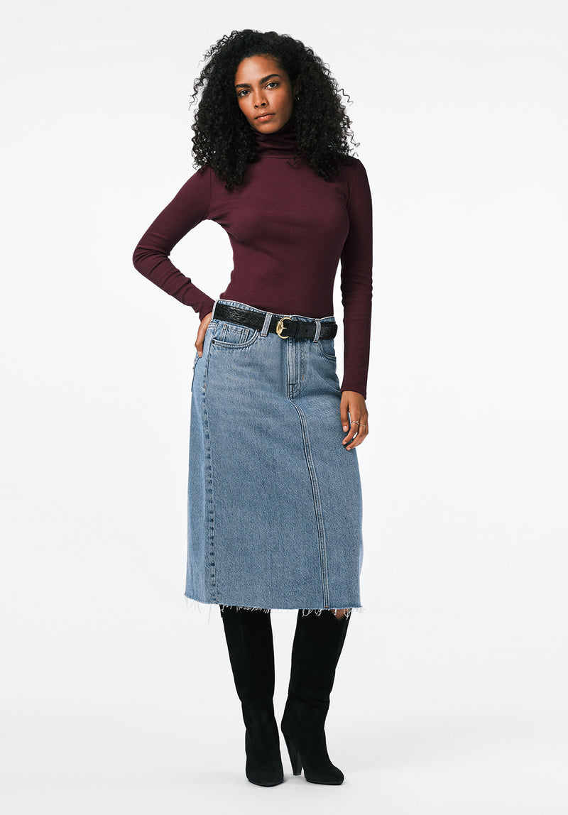 Mavra Women's Ribbed Turtleneck Top color FIG