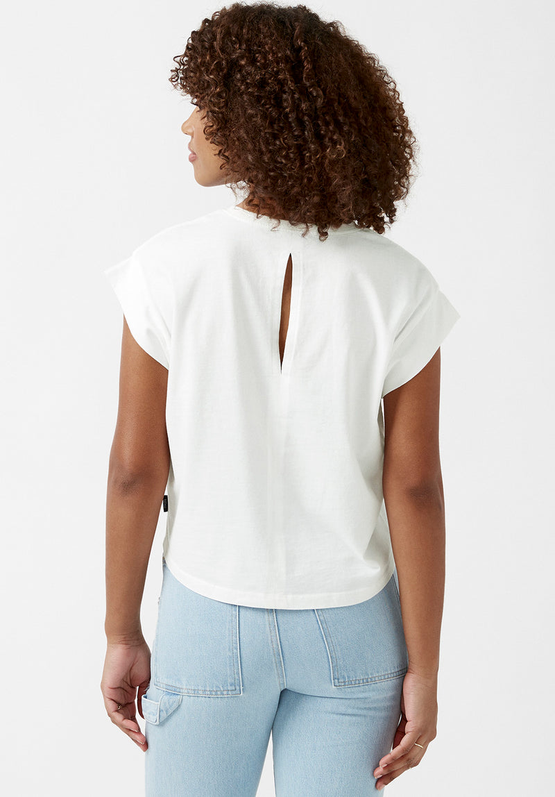 Buffalo David Bitton Tessa White Cap-Sleeve Women’s T-Shirt - KT0414S Color WHITE