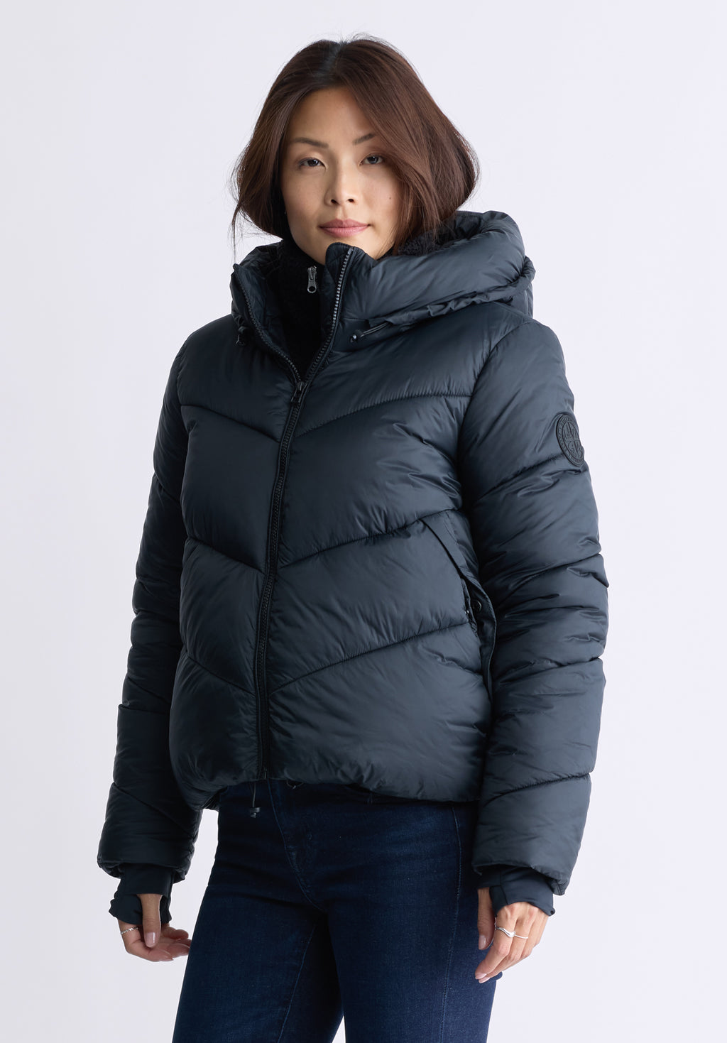Janice Black Ladies Hooded Puffer Jacket OBLEF008