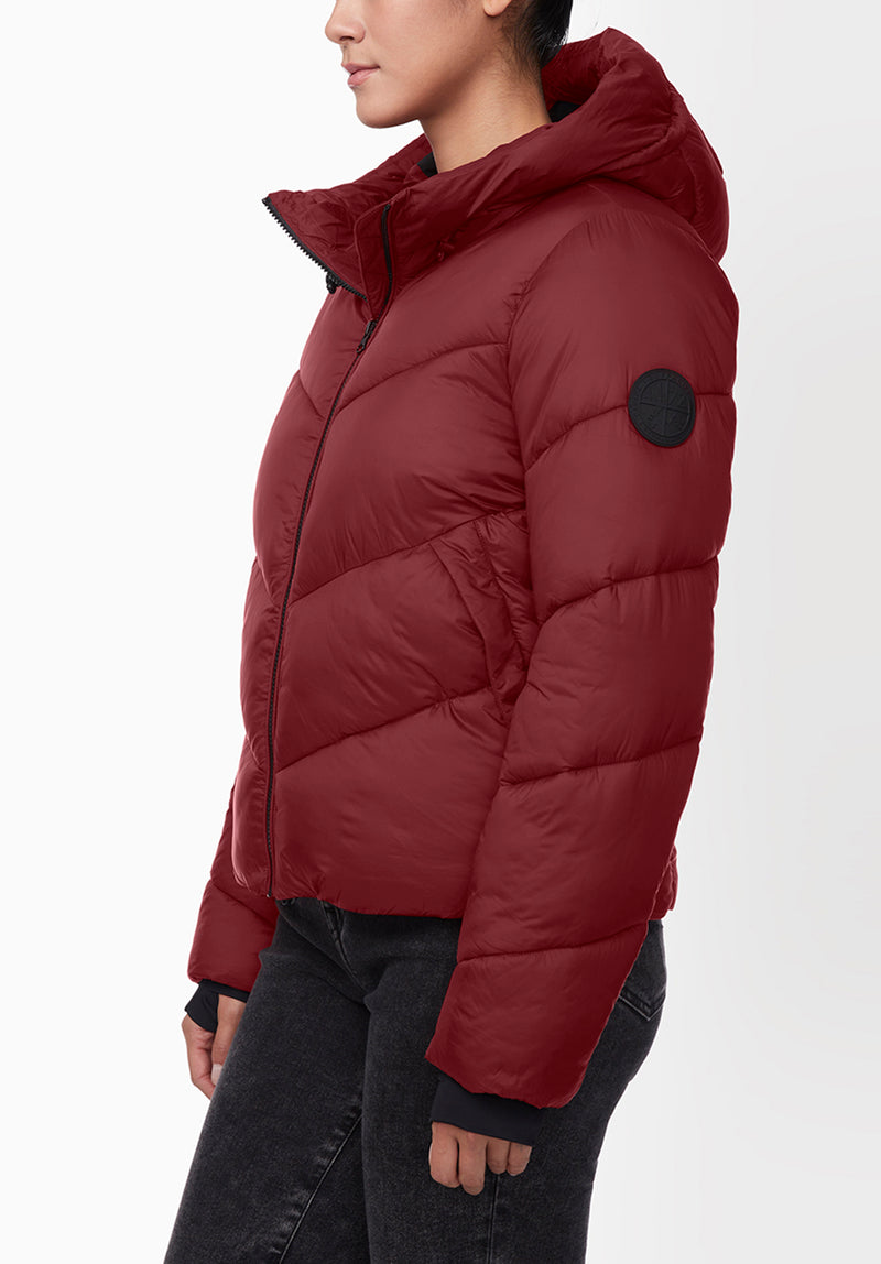 Janice Chilli Red Ladies Puffer Jacket - OBLEF008