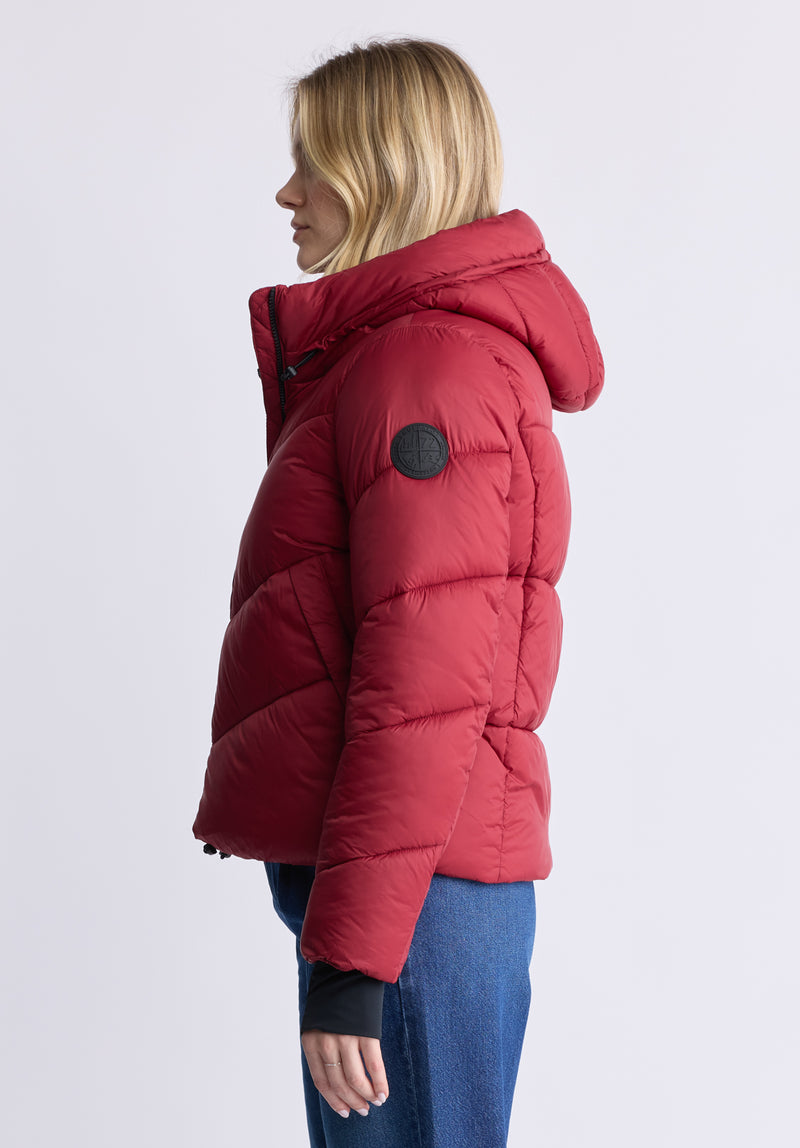 Janice Chilli Red Ladies Hooded Puffer Jacket OBLEF008 Buffalo Jeans CA