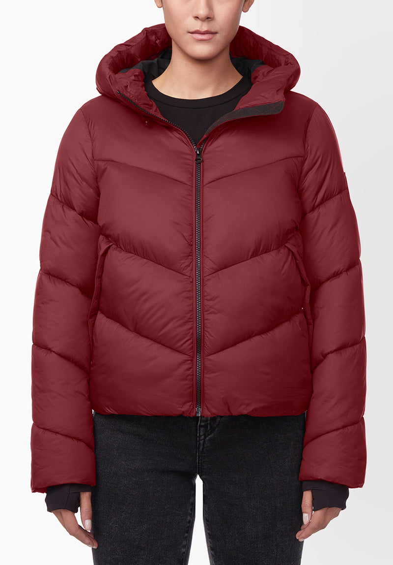 Janice Chilli Red Ladies Puffer Jacket - OBLEF008