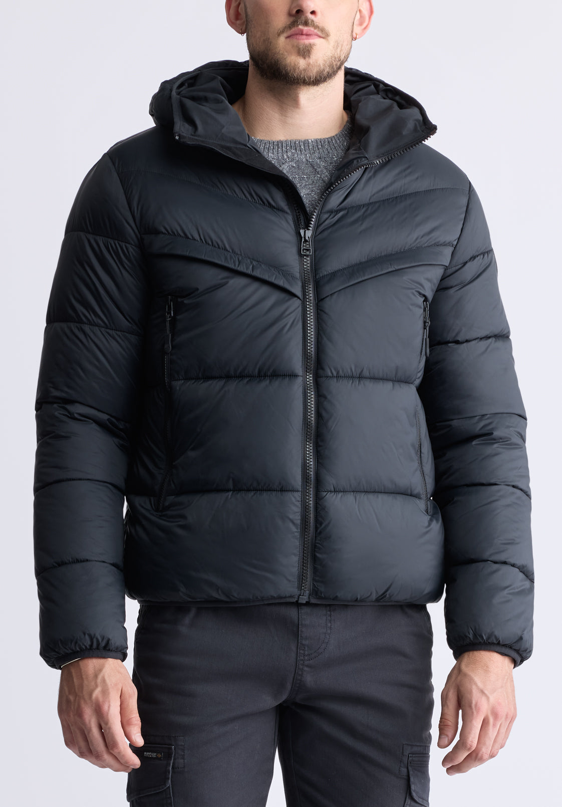 buffalo david bitton Manteau Matelassé Noir Jerome pour Hommes - OBMEF006