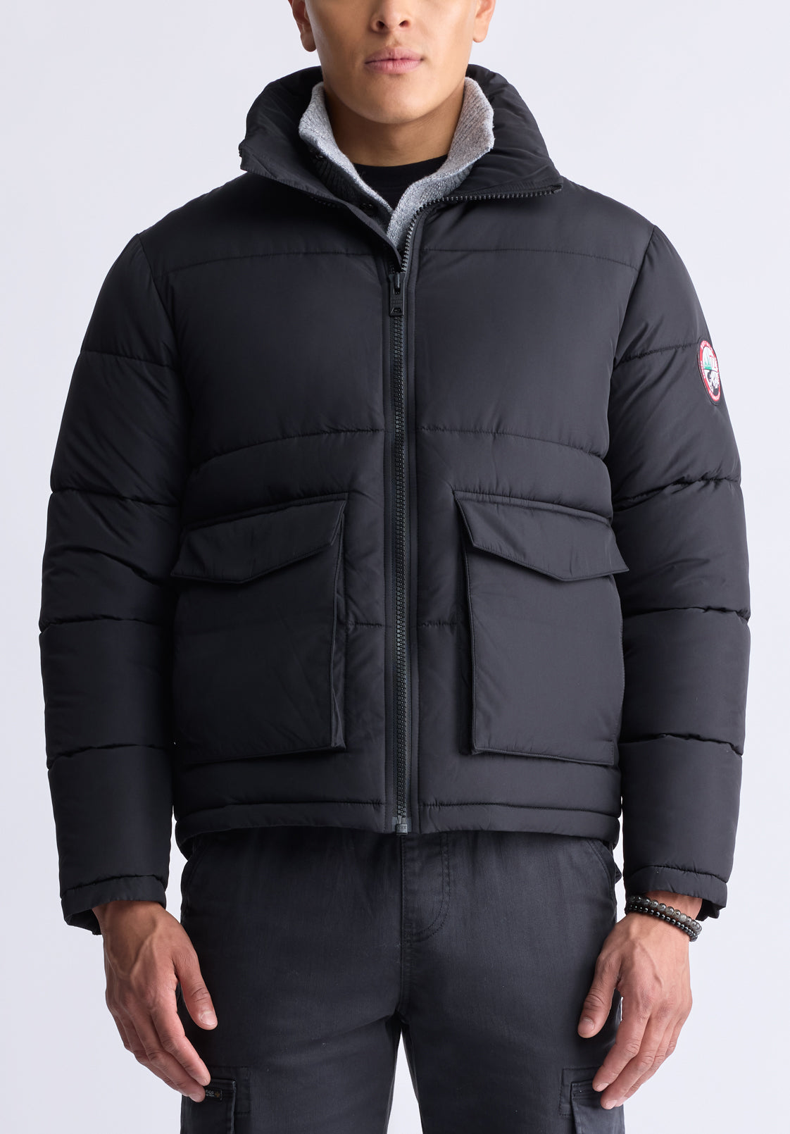 buffalo david bitton Doudoune zippée avec grandes poches Nate pour hommes noir - OBMFE001