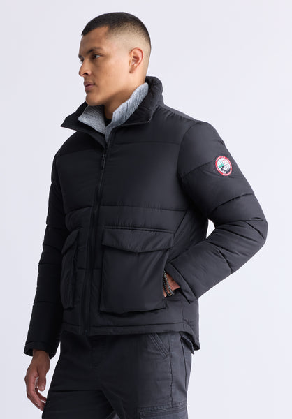 Doudoune zippée avec grandes poches Nate pour hommes, noir - OBMFE001