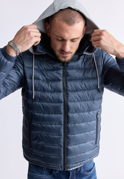 Chad Men’s Quilted Hooded Puffer Jacket, Navy - OBMOE002