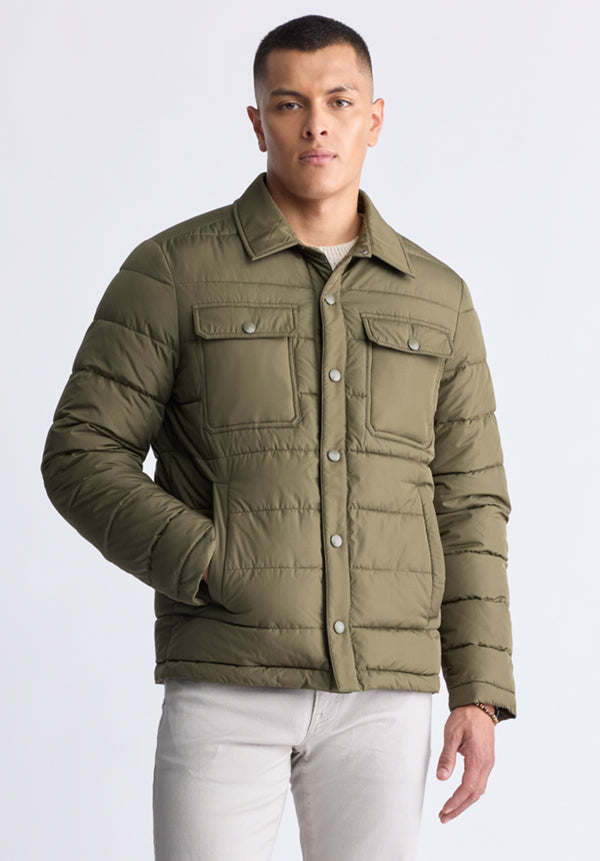 Ericson Men's Quilted Button-Front Jacket, Green - OBMOE001