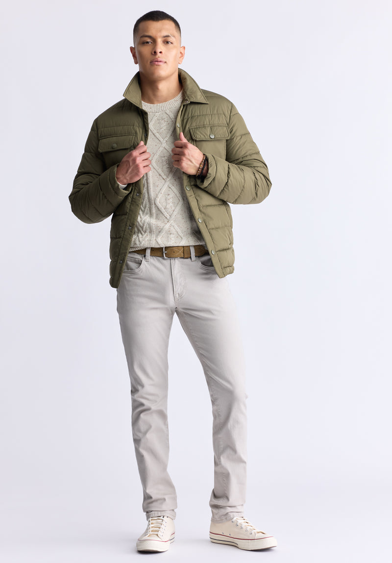 Ericson Men's Quilted Button-Front Jacket, Green - OBMOE001