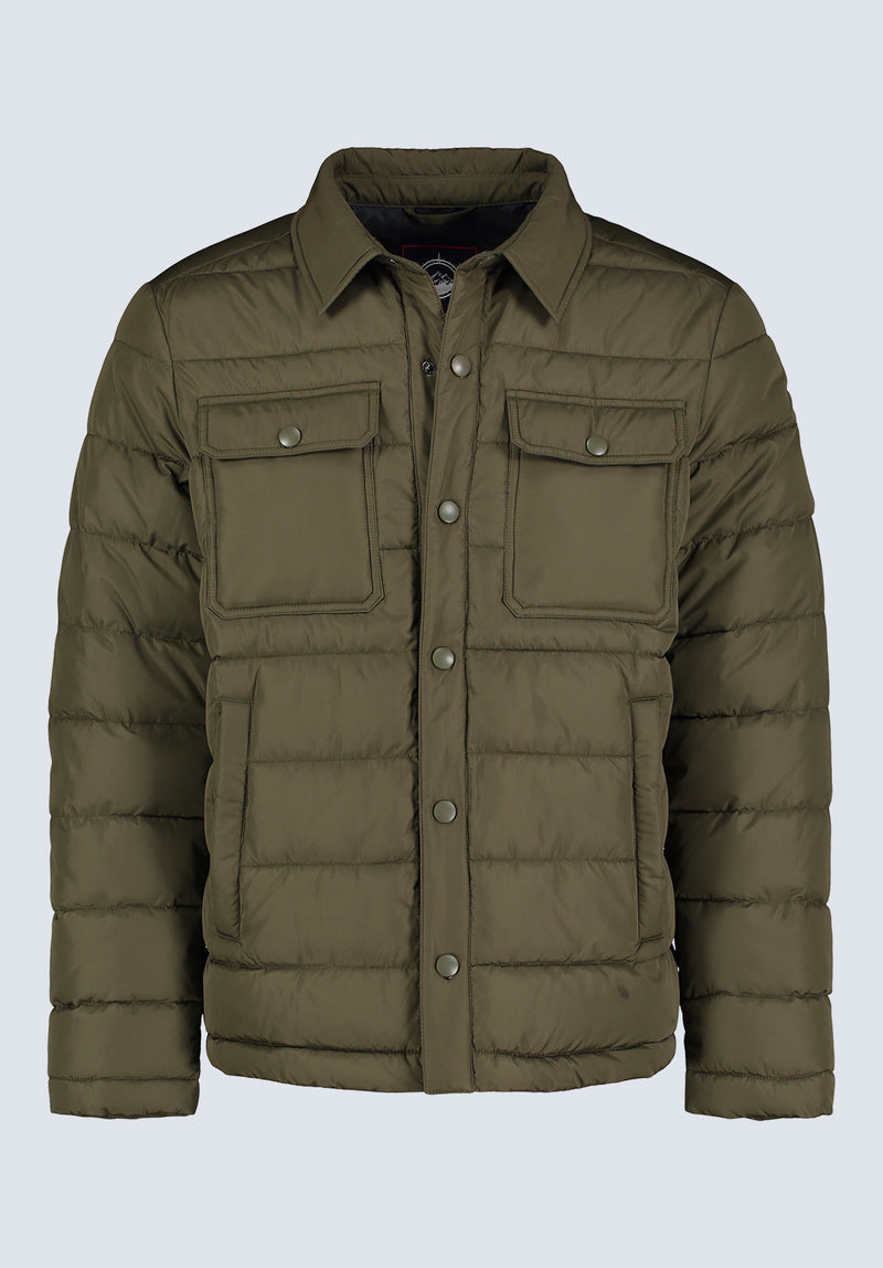 Ericson Men's Quilted Button-Front Jacket, Green - OBMOE001