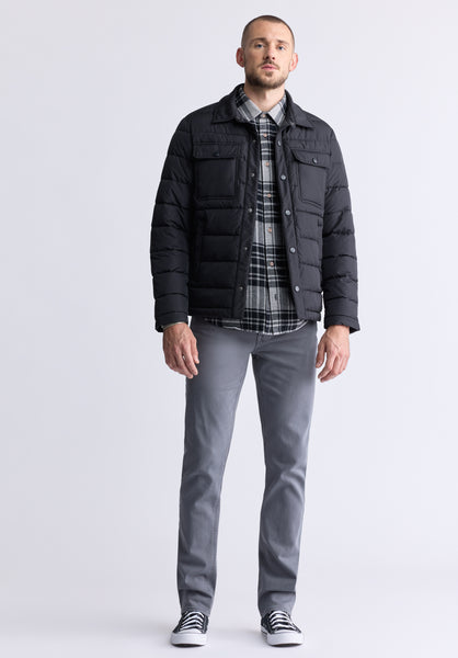 Ericson Men's Quilted Button-Front Jacket, Black - OBMOE001