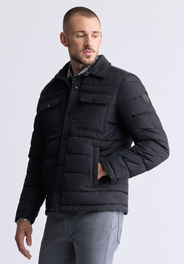 Ericson Men's Quilted Button-Front Jacket, Black - OBMOE001