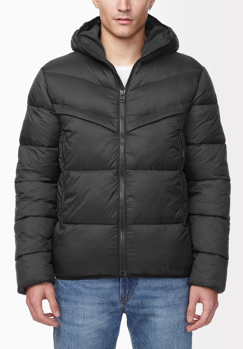 Manteau Matelassé Noir Jerome pour Hommes - OBMEF006