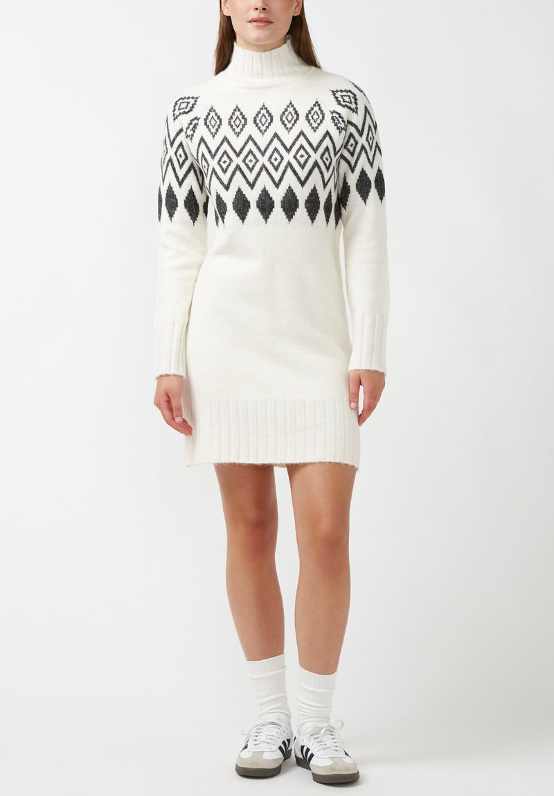 Buffalo David Bitton Massima Ivory Women's Long Sleeve Mock Neck Sweater Dress - SD0001H Color IVORY