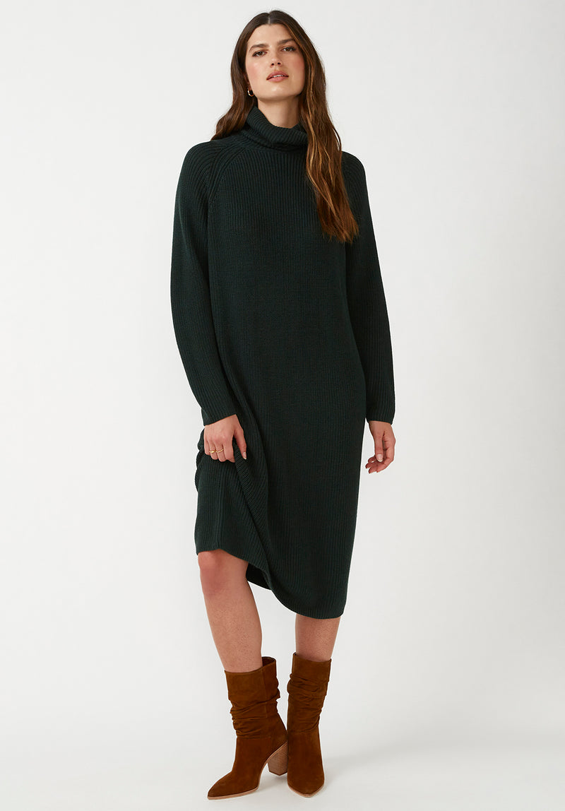 Buffalo David Bitton Paityn Dark Green Women's Turtleneck Sweater Dress - SD0002F  