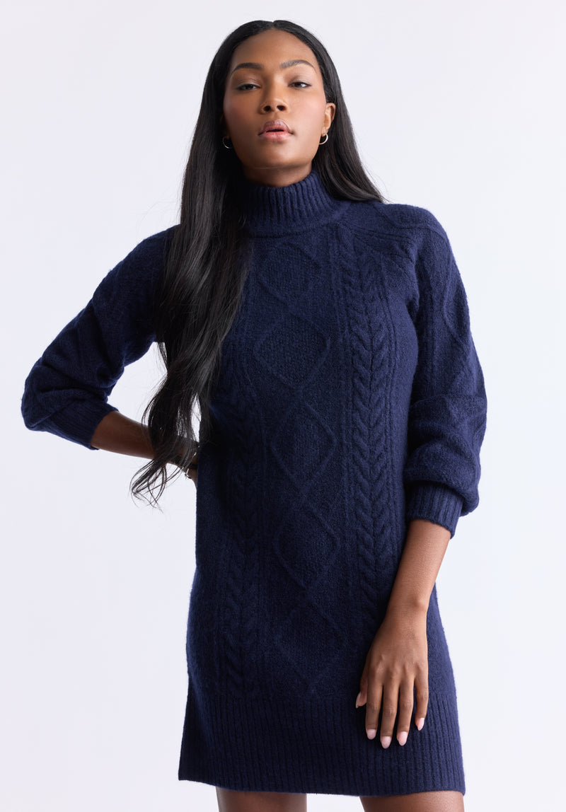 Robe pull en maille torsadée à col roulé Levelle pour femmes