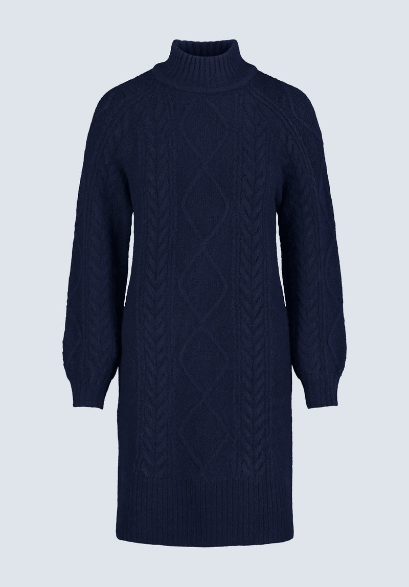 Levelle Women's Cable Knit Turtleneck Sweater Dress, Navy