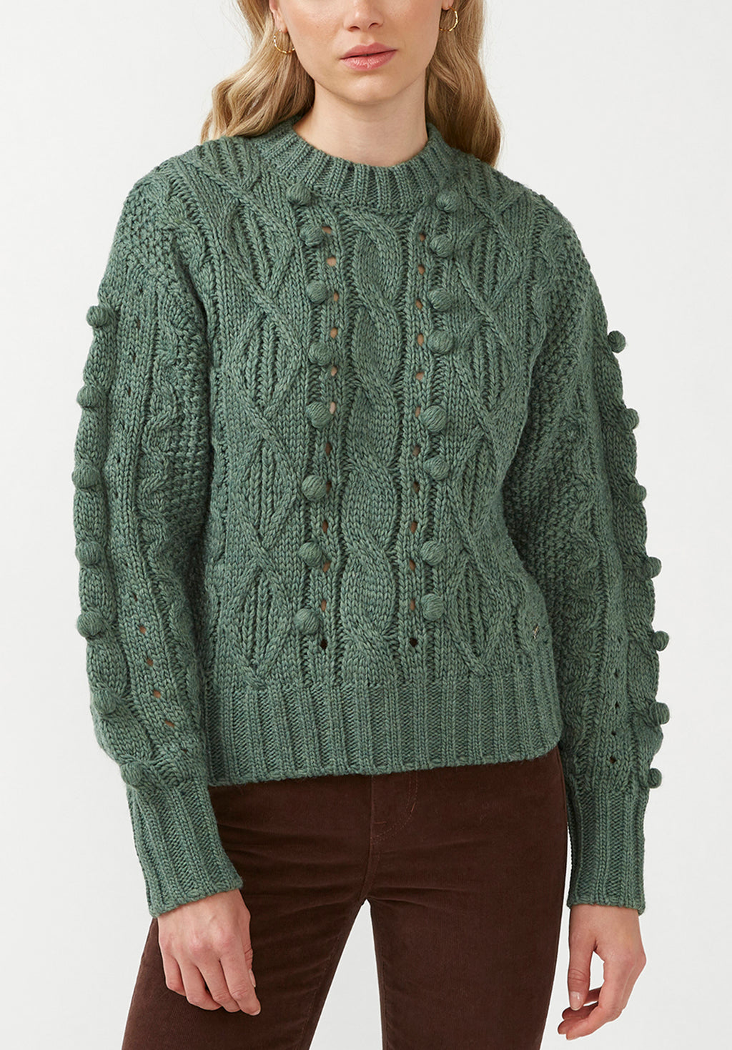 Larsa Women's Crew Neck Sweater in Dark Green - SW0021F