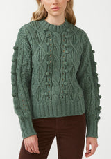 Buffalo David Bitton Larsa Dark Green Women's Crew Neck Sweater - SW0021F Color DK GREEN