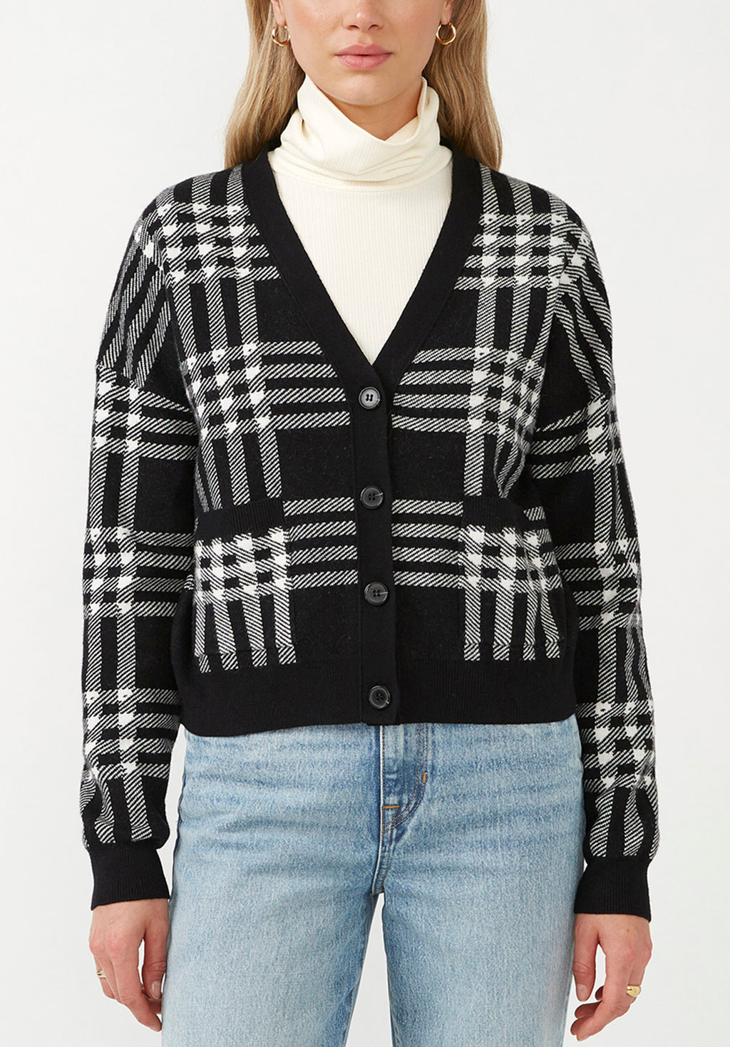 Black plaid sweater online