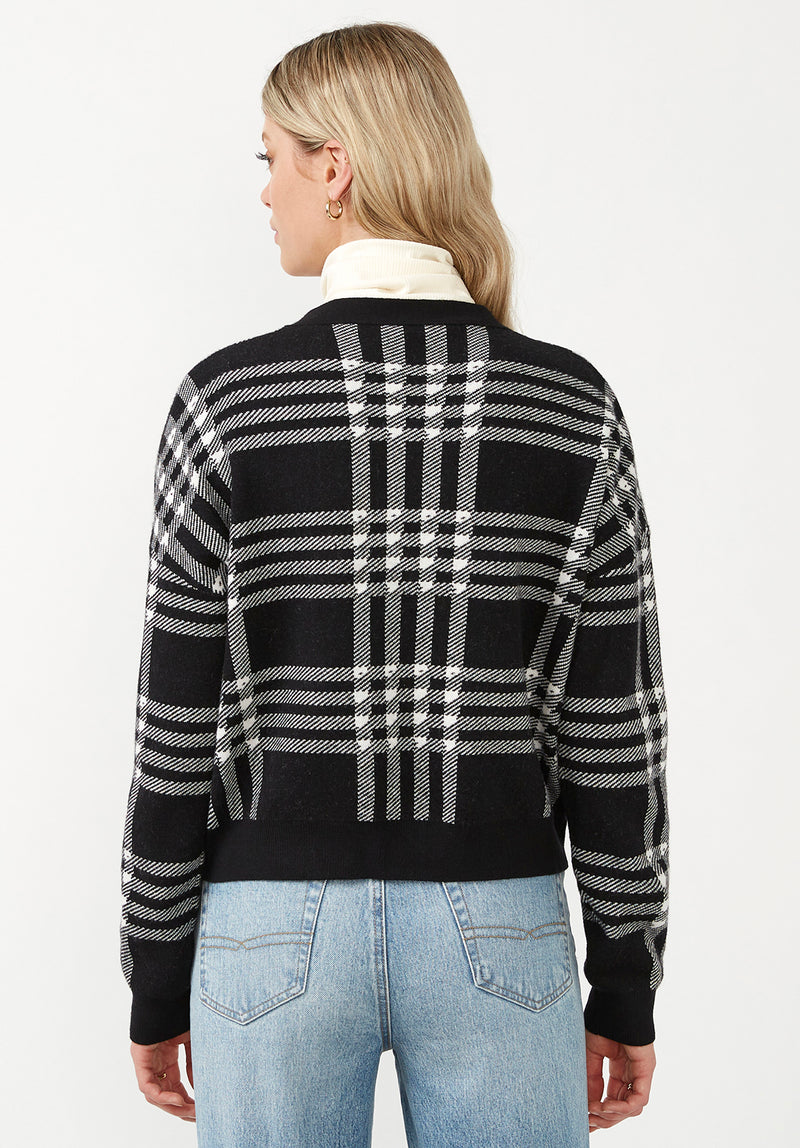 Buffalo David Bitton Rosina Black Plaid Women's Cardigan - SW0036F Color BLK PLAID