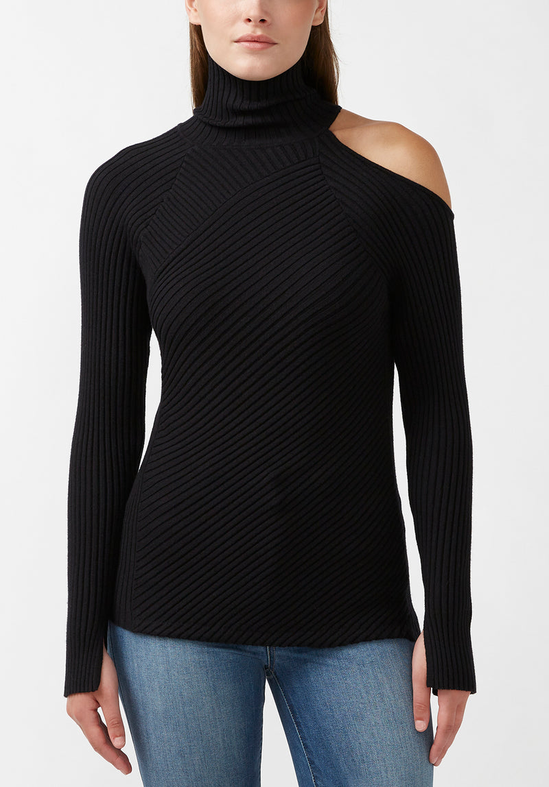 Magari Women's Long Sleeve Crewneck Cable Sweater in Black – Buffalo Jeans  CA
