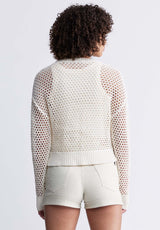Buffalo David BittonBraelynn Women’s Openwork Sweater in Off-White - SW0055P Color WHITECAP GRAY
