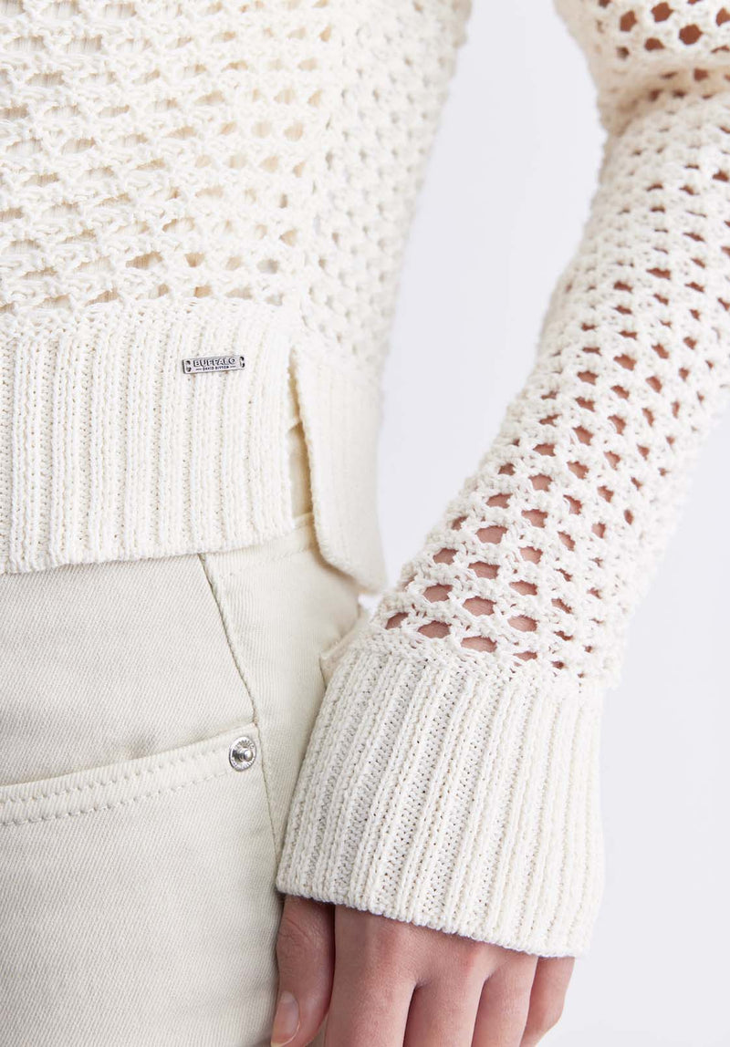 Buffalo David BittonBraelynn Women’s Openwork Sweater in Off-White - SW0055P Color 
