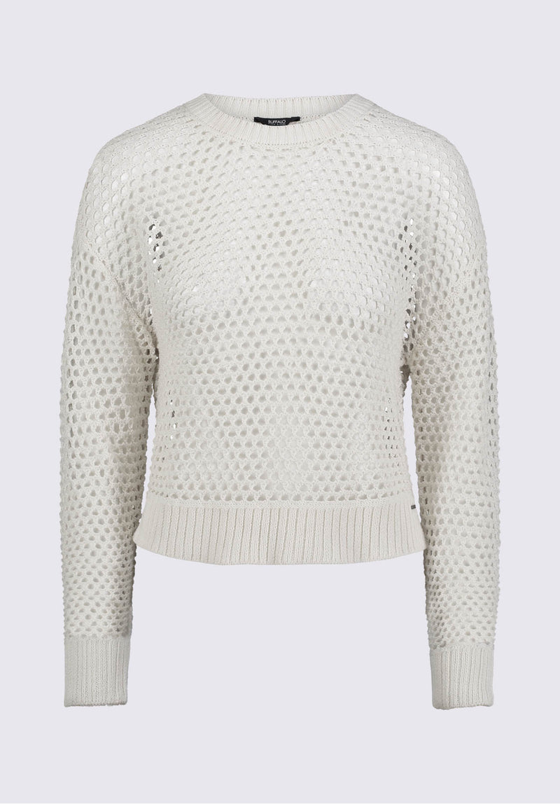 Braelynn Women’s Openwork Sweater in Off-White - SW0055P