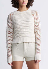 Buffalo David BittonBraelynn Women’s Openwork Sweater in Off-White - SW0055P Color WHITECAP GRAY