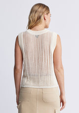Buffalo David BittonSyden Women’s Openwork Knit Tank Top In Off-White - SW0060P Color PARCHMENT