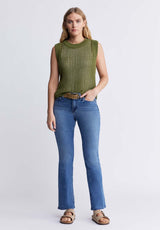Buffalo David BittonSyden Women’s Openwork Knit Tank Top In Olive Green - SW0060P Color OLIVE BRANCH