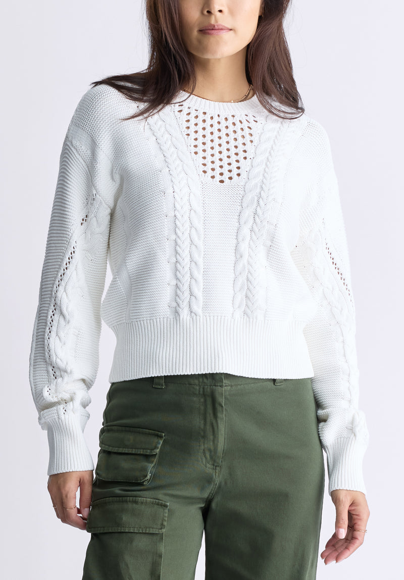 Camellia Women s Cable Knit Sweater Wood Ash SW0072F