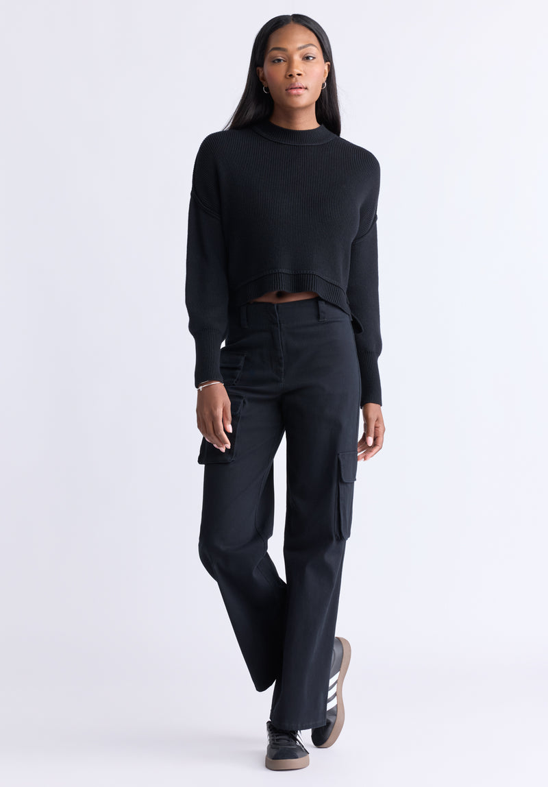 Black cropped sweater women's shop