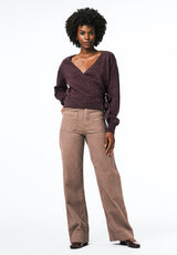 Jadis Women's Textured Knit Wrap Sweater with Side Tie color FIG